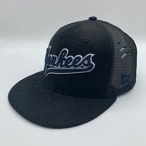 New York Yankees MLB Black Corduroy New Era Snapback Trucker Hat New